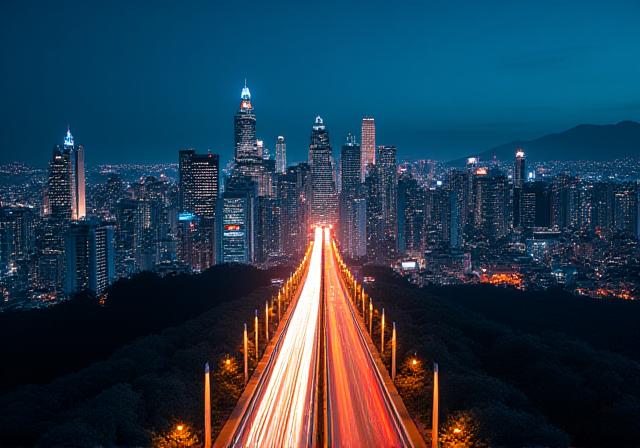 Vista aérea noturna de São Paulo, o coração da notícia